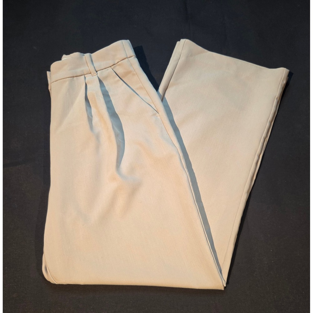 Abercrombie & Fitch Curve Love Pleated Wide Leg Trousers Beige Tan Size 30/10